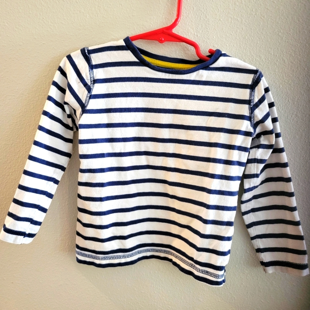 Mini Boden Size 3-4 Blue and White Everyday Breton Long sleeved T